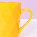 380ml/12.8fl.oz. Solid Color Diamond Pattern Basic Ceramic Cup (Yellow)