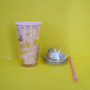Colorful Double Wall Plastic Cup with Straw 550ml/18.5fl.oz. (Price For 1 Piece)