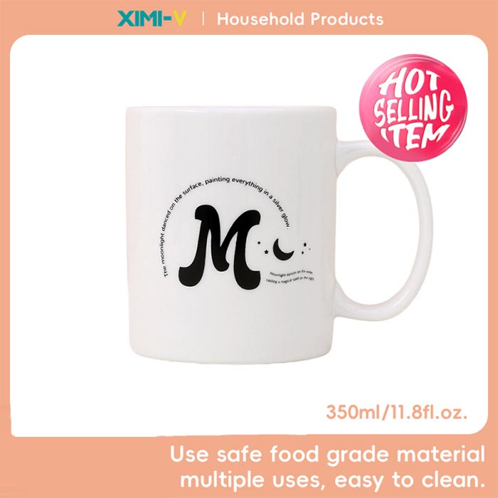 350ml/11.8fl.oz. Letter Series "M" Basic Ceramic Tea/Coffee Cup (White)