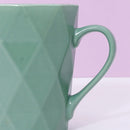 380ml/12.8fl.oz. Solid Color Diamond Pattern Basic Ceramic Cup (Green)