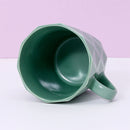 380ml/12.8fl.oz. Solid Color Diamond Pattern Basic Ceramic Cup (Green)