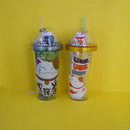 Colorful Double Wall Plastic Cup with Straw 550ml/18.5fl.oz. (Price For 1 Piece)