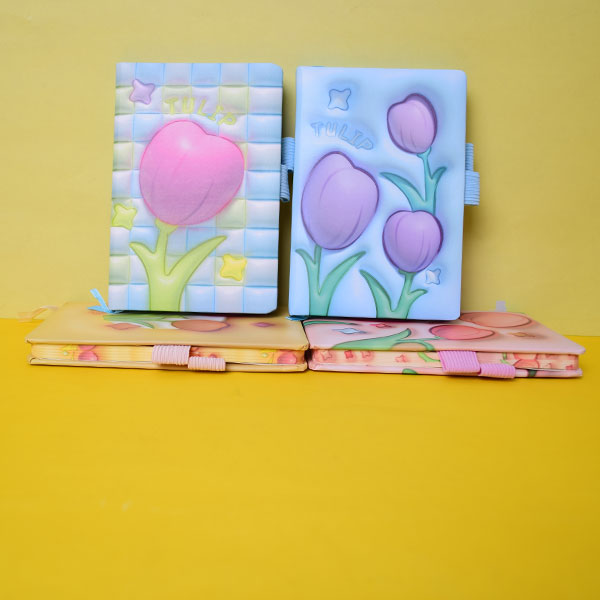 Bright And Colorful Flowers Note Book With Elastic Band. All Memorable or important things in the notebook at any time. (Price For 1 Piece)