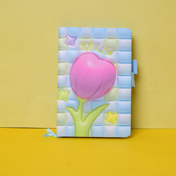 Bright And Colorful Flowers Note Book With Elastic Band. All Memorable or important things in the notebook at any time. (Price For 1 Piece)