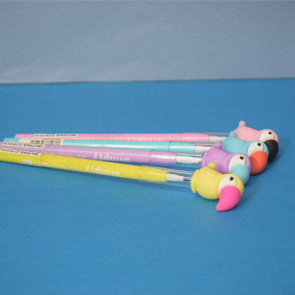 Character Sika Pencil for Boys and Girls With Cartoons Head Caps, ( Price for 1 piece)