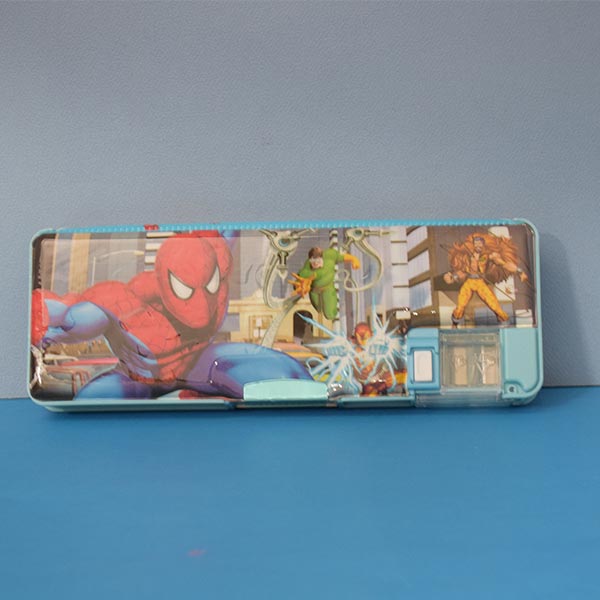 Spider Man Pencil Box with Light Lamp & Dual Sharpener for Girls & Boys Gifts Art Plastic Pencil Box for School