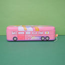 Cute Character Bus Shape Pencil Box And String Operated Wheels With Sharpener Geometry Box (Price For 1 Piece)