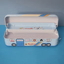 Double Decker Mermaid and Bei jing Bus Shape Pencil Box With String Operated Wheels Geometry Box (Price For 1 Piece)