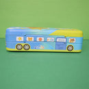 Cute Character Bus Shape Pencil Box And String Operated Wheels With Sharpener Geometry Box (Price For 1 Piece)