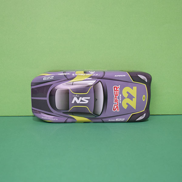 Car Shaped - Metal Printed Pencil Box Two Compartments, Pack of One, Primary Kids First Choice. ( Price For 1 Piece)