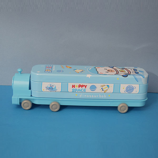 Double Decker Multi Level Metal SPACE Bus Pencil Case with Movable Wheels And Sharpener for Boys And Girls(Price For 1 Piece)