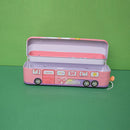 Cute Character Bus Shape Pencil Box And String Operated Wheels With Sharpener Geometry Box (Price For 1 Piece)