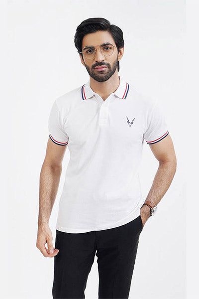 Classic Polo Shirt White For Men's (White)