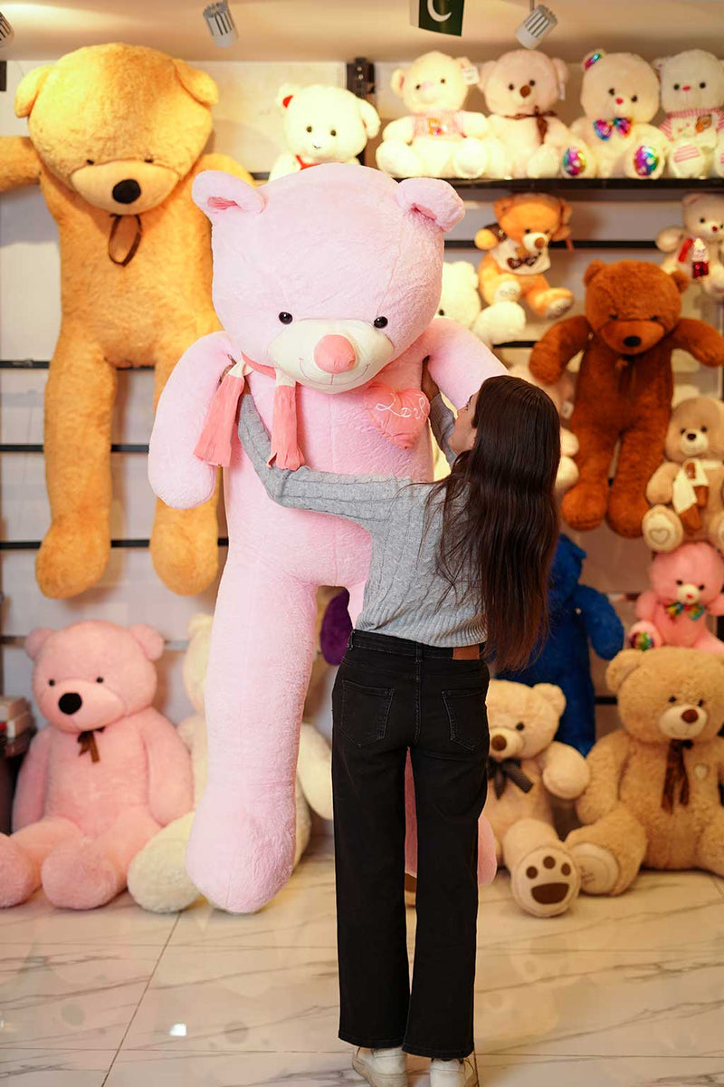 Soft And Huggable Jumbo Pink Teddy Bear 200cm - Giant Teddy Bear With Love heart and tie