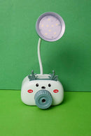 Camera Design Side Table Lamp 4in1 Table Lamp Night Lamp with Pencil Sharpener Pen Stand Mobile Stand for Girls Boys Multicolor