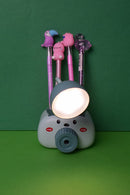 Camera Design Side Table Lamp 4in1 Table Lamp Night Lamp with Pencil Sharpener Pen Stand Mobile Stand for Girls Boys Multicolor