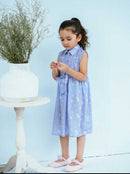 Picnic Sky Blue Flower Top Age (0 To 7) Years