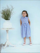 Picnic Sky Blue Flower Top Age (0 To 7) Years