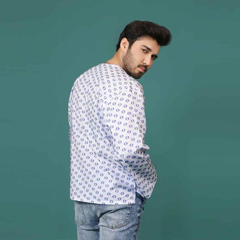 Platinum white & purply blue Relaxed Comfort Regular fit Shirt  (Men's) Small, Medium, Large