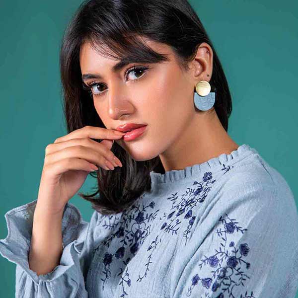 Hawkes Blue Embroidery Relaxed Comfort Fit Shirt (Women) Small, Medium, Large