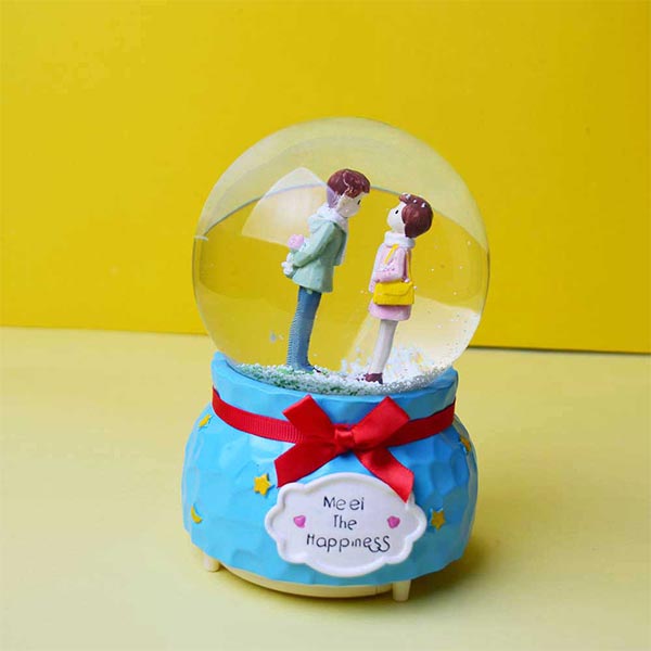 Music Crystal Ball Automatic Spray Snow Colorful Luminous Couple Snow Globe Music Box. Best Gift For Your Loved One