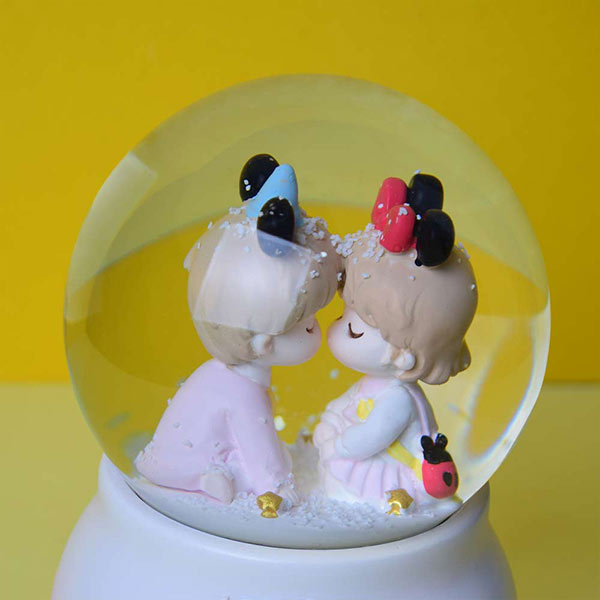 Disneyland Couple Snow Globe Crystal Ball Rotating Music Box. Best Gift For Your Loved One