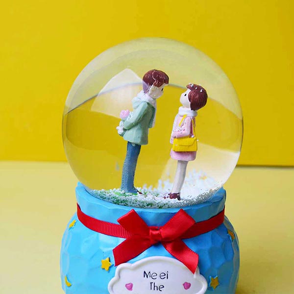 Music Crystal Ball Automatic Spray Snow Colorful Luminous Couple Snow Globe Music Box. Best Gift For Your Loved One