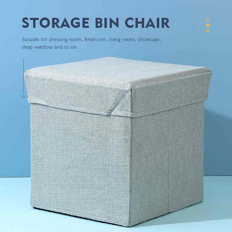 Solid Color Fabric Storage Bin Chair (Light Blue)