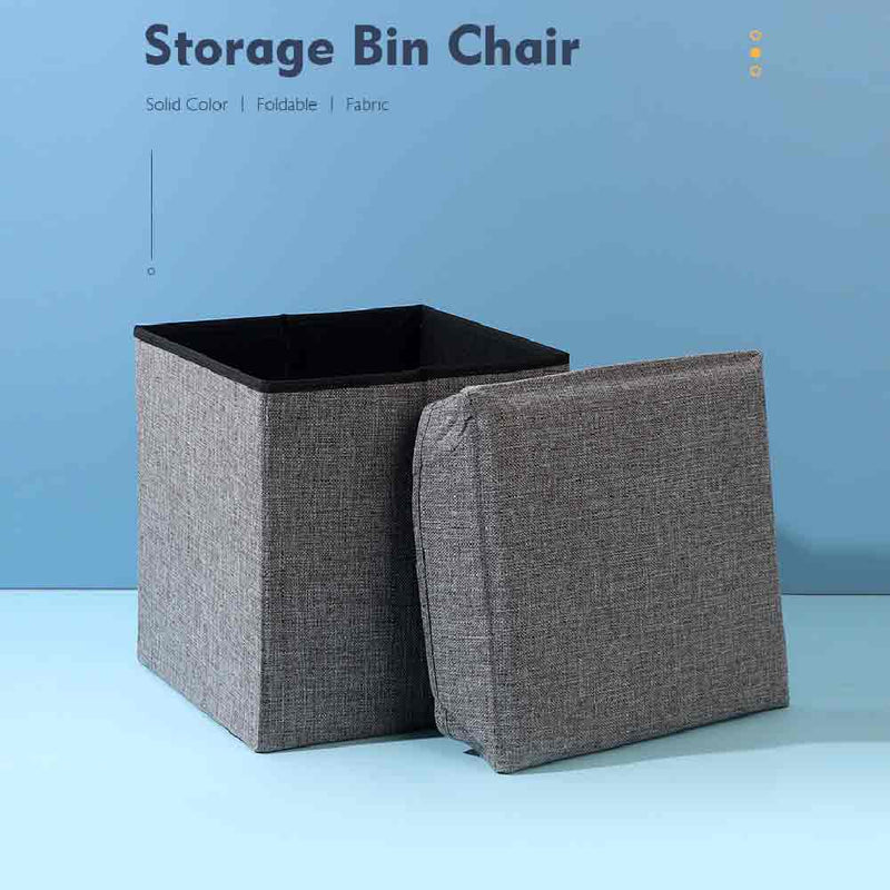 Solid Color Fabric Storage Bin Chair (Gray)