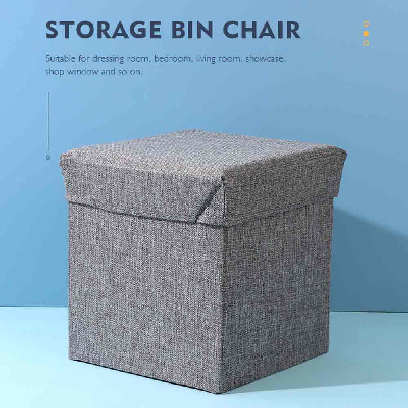 Solid Color Fabric Storage Bin Chair (Gray)