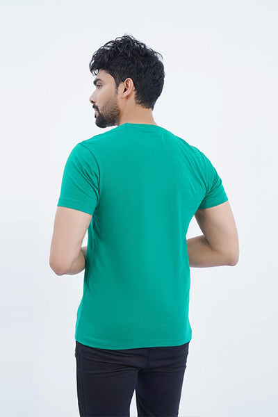 Teal Graphic Round Neck T-Shirt For Men's