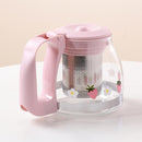 Strawberry Printed Glass Teapot Stove Safe Teapot High Temperature Resistant. Use for Home, office .(Pink)