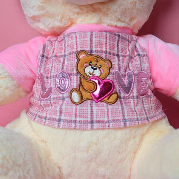 Soft And Huggable Teddy Bear With Pink Love Jersi 17cm - Giant Teddy Bear.
