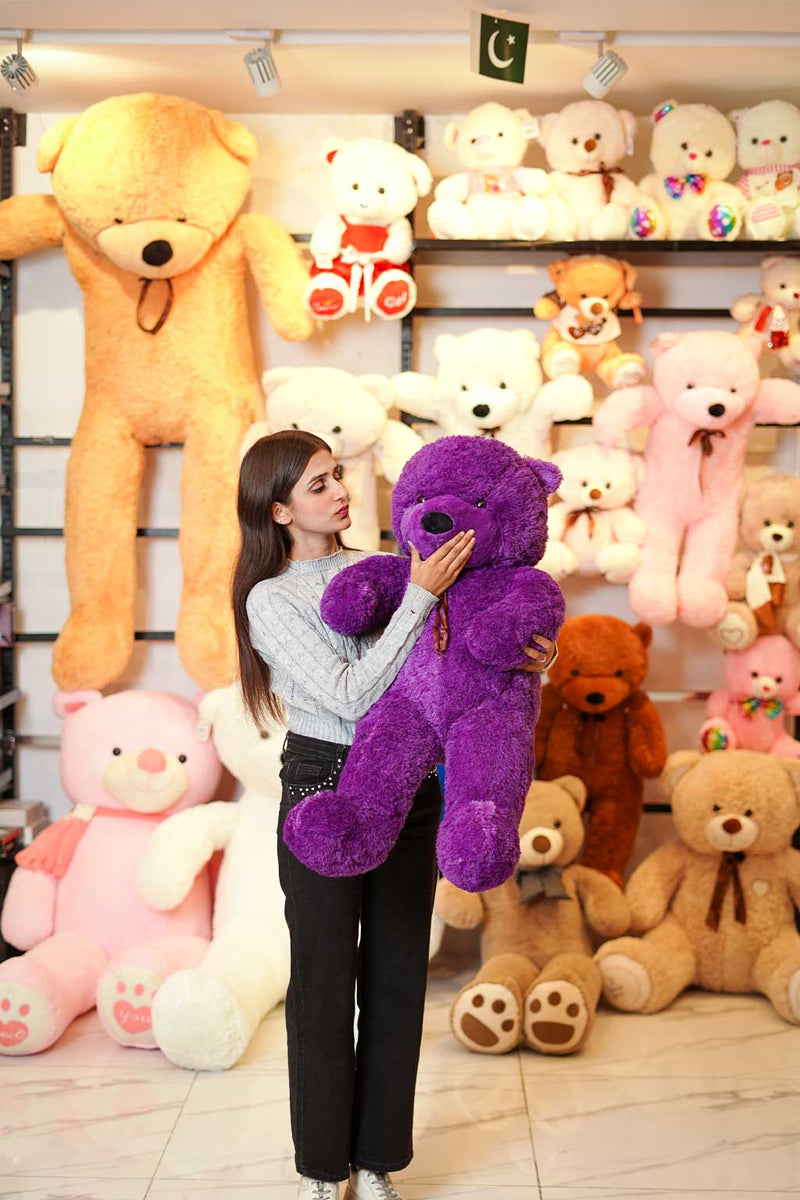 Soft And Huggable Jumbo Brown Teddy Bear 100cm - Giant Teddy Bear (Purple)
