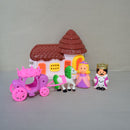 Cute owl shaped Portable Trolly Doll House Set with Pretend Play Accessories for Kids (Yellow)