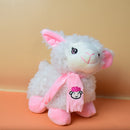 Soft And Fluffy Sheep Stuffed Plush Toy with Pink Scarf.