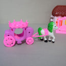 Cute owl shaped Portable Trolly Doll House Set with Pretend Play Accessories for Kids (Yellow)