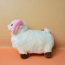 Soft And Fluffy Sheep With Pink Horns Stuffed Animal Toy For Kids.