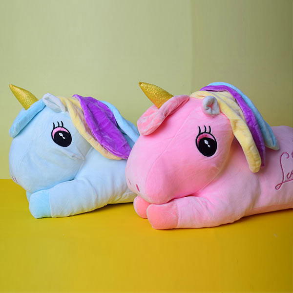 Unicorn Plush Doll Cute Filled With Blanket | Baby Sleeping Pillow Children Bedroom Decoration Toy