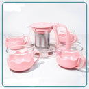 Simple Fashion Glass Teapot Set 900ml. (Pink)