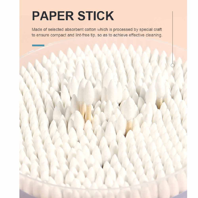 Cylinder Box Cotton Swab 500 Count (Sharp Tip + Round Tip)