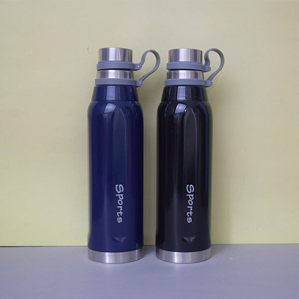 Sports Insulated Flask | Hot and Cold Stainless Steel Water Bottle | Double Walled Carry Flask for Travel, Home, Office, School | 800 ml, Black and Blue (800 ML)
