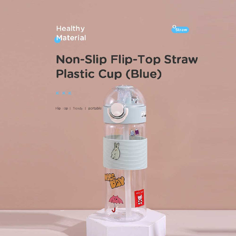 650ml/21.9fl.oz. Non-Slip Flip-Top Straw Plastic Cup (Blue)