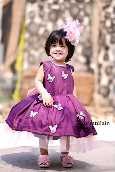 Lilac Dove Plum Short Frock ( 1 to 2 Years)