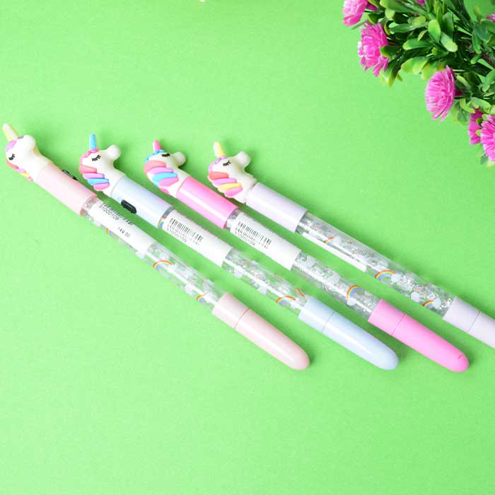 Rainbow Color Unicorn Glitter Gel Pen Fairy Stick Pen Drift Sand Glitter Crystal Pen Novelty Stationery For Kids