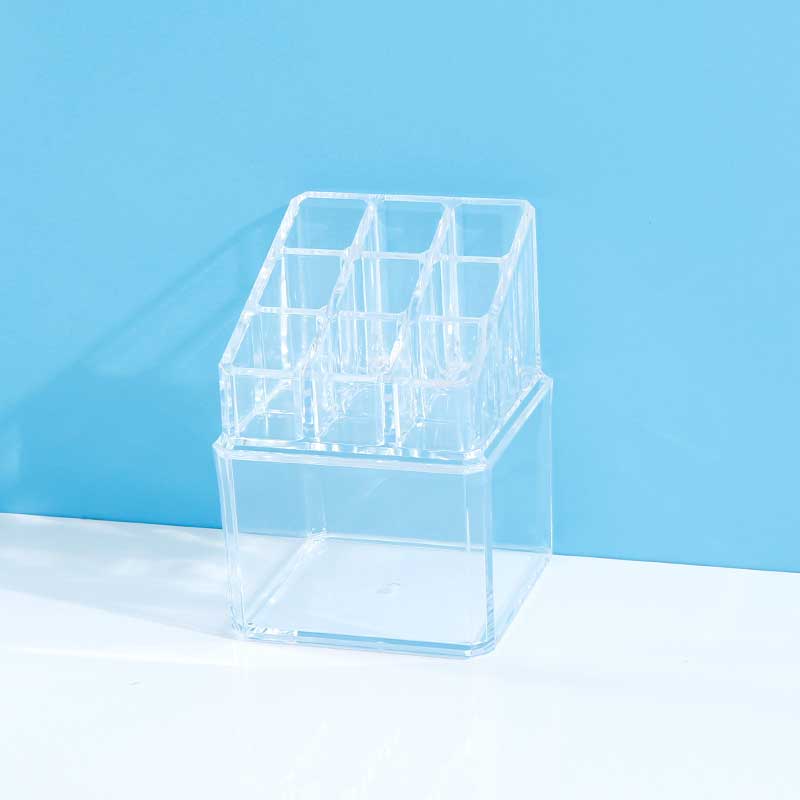 Double layers makeup organizer with compartments (Transparent)