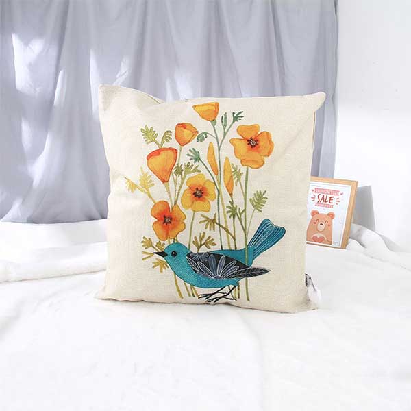 Birds And Flower Design Cushion
