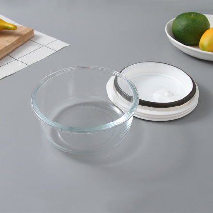 Trendy round borosilicate glass food preservation bowl