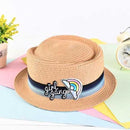 A fresh playful pear vortex straw hat with a light coffee color from Girl Gang