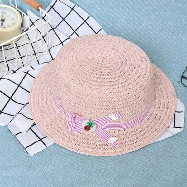 Beach style children straw hat - pink